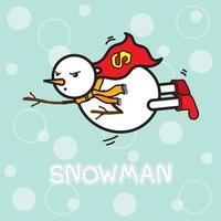 vettore del personaggio dei cartoni animati del pupazzo di neve carino