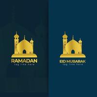 eccellente lusso unico ramadan e eid islamico musque design minimal logo vettore
