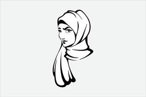 carina donna musulmana che indossa l'illustrazione del velo, donna musulmana con carattere hijab. donna musulmana in hijab.