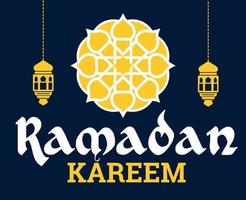 ramadan mubarak kareem disegno astratto illustrazione vettoriale bianco e giallo con sfondo blu