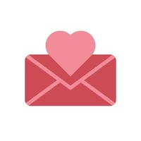 icona vettore lettera d'amore. busta rossa e cuore