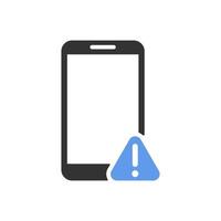 smartphone e icona vettore segnale di avvertimento blu