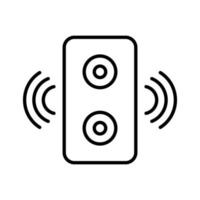 icona del vettore della linea dell'altoparlante audio su sfondo bianco