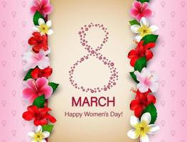 sfondo della giornata internazionale della donna felice con fiori di ibisco vettore