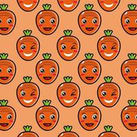 carino divertente personaggio dei cartoni animati carota su sfondo arancione.vettore cartone animato kawaii personaggio illustrazione disegno su carta da parati vettore