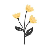 fiore piatto isolato giallo. illustrazione di clip art vettoriale