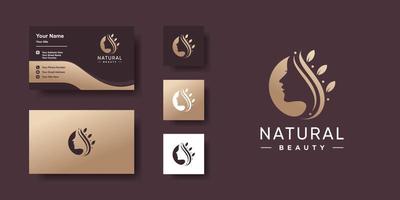 modello di logo di bellezza naturale idea creativa per donna e biglietto da visita design vettore premium