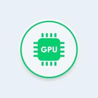 icona gpu, segno vettoriale dell'unità di elaborazione grafica, pittogramma gpu, icona rotonda del chipset grafico, illustrazione vettoriale