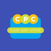 cpc, costo per clic, concetto di marketing, vettore piatto