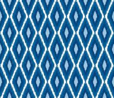forme geometriche semplici ikat senza cuciture in stile tradizionale con sfondo di colore blu. vettore