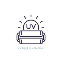 icona della linea di disinfezione con luce uv su bianco vettore