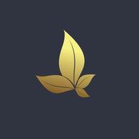 design del logo foglia di lusso, design moderno del simbolo delle foglie premium, concetto dorato dell'oggetto di crescita delle foglie, vettore, illustrazione vettore