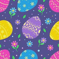 motivo decorativo di uova di Pasqua. modello di buona pasqua con uova e fiori. illustrazione vettoriale di belle uova di Pasqua.