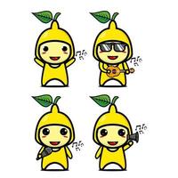 raccolta di set di simpatici personaggi di design mascotte limone. Isolato su uno sfondo bianco. simpatico personaggio mascotte logo idea bundle concept vettore