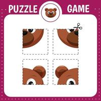 gioco di puzzle per bambini. orso vettore