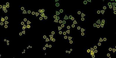 sfondo vettoriale verde scuro, giallo con simboli occulti.