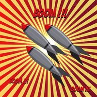 boom icona pop art design. vettore di bomba missilistica volante.