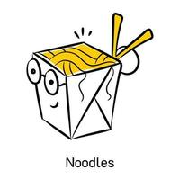 un'accattivante icona doodle di noodles vettore