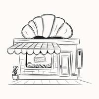 dai un'occhiata a questa illustrazione scarabocchio del negozio di panetteria vettore