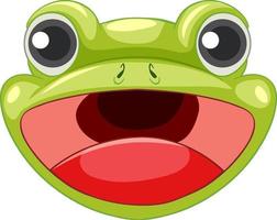 cartone animato volto di rana verde vettore