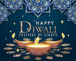 felice diwali festival delle luci poster vettore