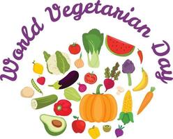 concetto di giornata mondiale vegetariano isolato su sfondo bianco vettore