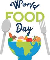 illustrazione di una ciotola con vari frutti e altri cibi per celebrare la giornata mondiale dell'alimentazione vettore
