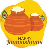felice concetto di janmashtami con illustrazioni e colori attraenti vettore