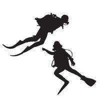 scuba diving silhouette art vettore