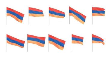 bandiere armene. set di bandiere nazionali realistiche dell'armenia. vettore