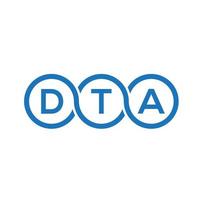 dta lettera logo design su sfondo nero.dta creative iniziali lettera logo concept.dta vettore lettera design.