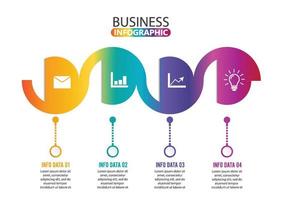 infografica in quattro fasi: può illustrare una strategia, un flusso di lavoro o un lavoro di squadra. vettore