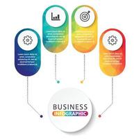 le icone vettoriali e di marketing per la progettazione di infografica timeline possono essere utilizzate per il layout del flusso di lavoro, il diagramma, la relazione annuale, il web design. concetto di business con 4 opzioni, passaggi o processi.