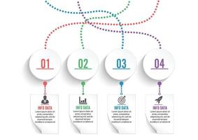 Le icone vettoriali e di marketing per la progettazione infografica possono essere utilizzate per il layout del flusso di lavoro, il diagramma, la relazione annuale, il web design. concetto di business con 4 opzioni, passaggi o processi.