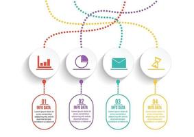 Le icone vettoriali e di marketing per la progettazione infografica possono essere utilizzate per il layout del flusso di lavoro, il diagramma, la relazione annuale, il web design. concetto di business con 4 opzioni, passaggi o processi.