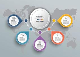 elementi infographic di carta 3d astratti di vettore. infografica circolare. vettore