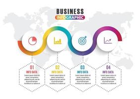 Le icone vettoriali e di marketing per la progettazione infografica possono essere utilizzate per il layout del flusso di lavoro, il diagramma, la relazione annuale, il web design. concetto di business con 4 opzioni, passaggi o processi.