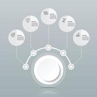 modello di infografica vettoriale con etichetta di carta 3d, cerchi integrati. concetto di affari con le opzioni. per contenuto, diagramma, diagramma di flusso, passaggi, parti, infografiche della sequenza temporale, layout del flusso di lavoro, grafico