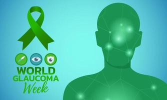 world glaucoma week.illustration con nastro verde vettore