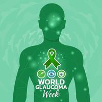 world glaucoma week.illustration con nastro verde vettore