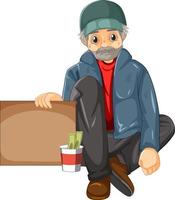 personaggio dei cartoni animati del vecchio senzatetto vettore