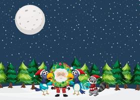 vacanze di natale con babbo natale di notte vettore