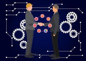 grafica di disegno due uomini d'affari che si stringono la mano concetto connessione trattativa di successo per l'illustrazione vettoriale di affari