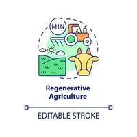 icona del concetto di agricoltura rigenerativa. industria ecologica. tendenze agricole illustrazione al tratto sottile dell'idea astratta. disegno di contorno isolato. tratto modificabile. arial, una miriade di caratteri pro-grassetto utilizzati vettore