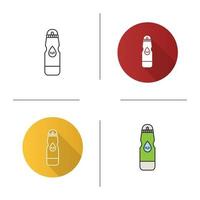 icona della bottiglia d'acqua sportiva. design piatto, stili lineari e di colore. illustrazioni vettoriali isolate