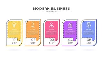 elegante modello vettoriale 3d infografica con passaggi per il successo. presentazione con icone di elementi di linea. il design del concetto di business può essere utilizzato per il layout di web, brochure, diagrammi, grafici o banner