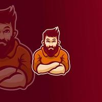 uomo barba mascotte modello logo moderno vettore