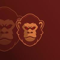 modello di logo moderno della mascotte della testa di scimpanzé vettore