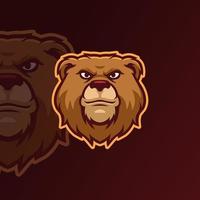 modello di logo moderno della mascotte della testa dell'orso vettore