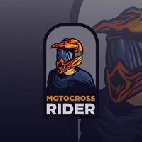 logo della mascotte del pilota di motocross vettore